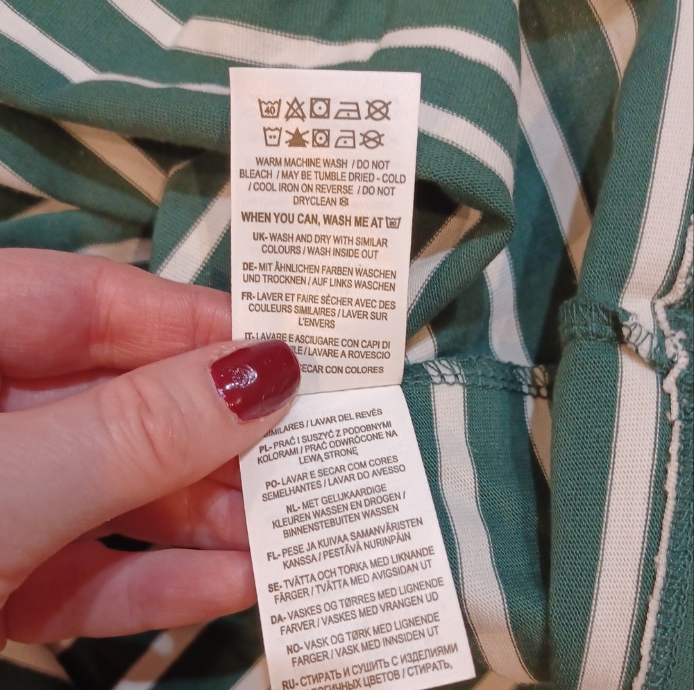 NWOT Boden Imogen Breton Green Striped Knee Length Puff Sleeve Dress - Picture 7 of 7